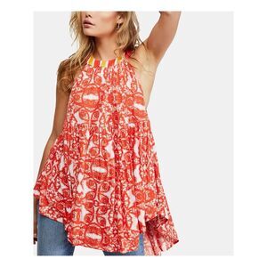 Free People Mimi Tunic Orange sleeveless ‎ Size Large racerback low back